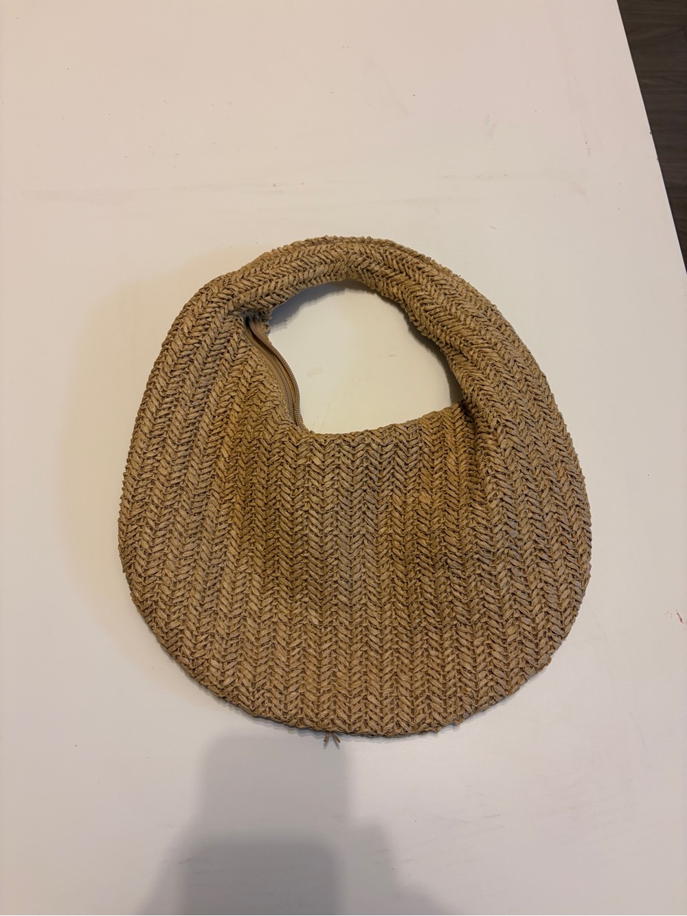 Woven Braided Shoulder Bag in Tan